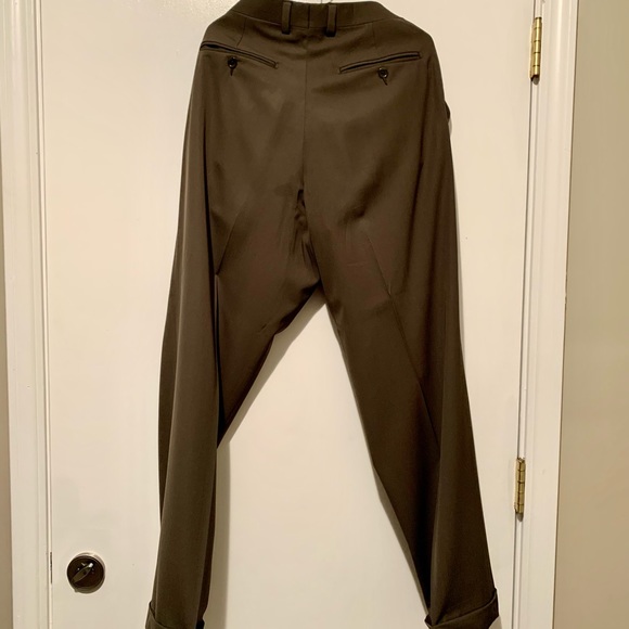Riviera Armando Pant 32R - Olive Flat Front Silky Trousers - Picture 4 of 12